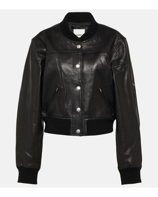 Isabel Marant Black Adriel Leather Bomber Jacket