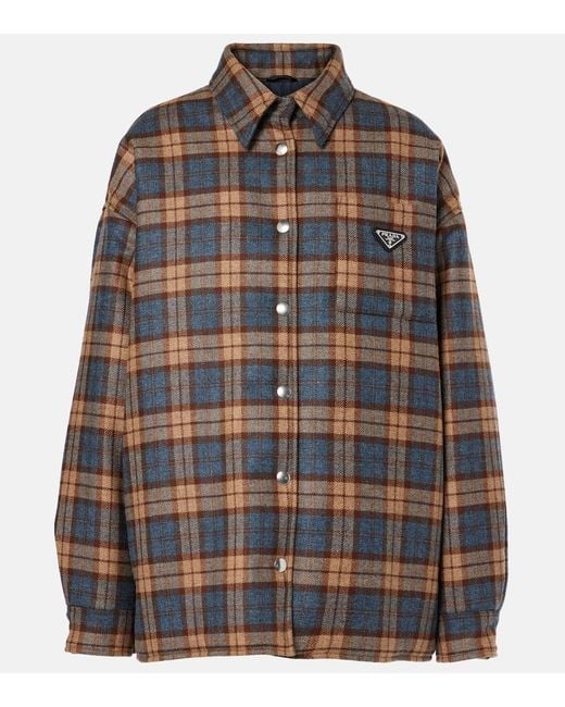 Prada Brown Plaid Wool Overshirt