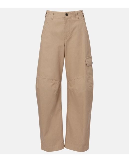 Brunello Cucinelli Natural Cotton Canvas Barrel-Leg Pants