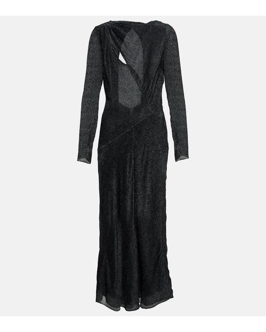Vestido midi Sabrina de mezcla de seda Isabel Marant de color Black