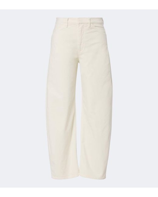 Nili Lotan Natural Tribeca Cotton-Blend Corduroy Barrel-Leg Pants