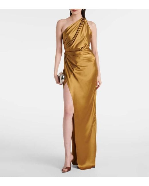Vestido De Fiesta En Saten De Seda Drapeado The Sei de color Metallic