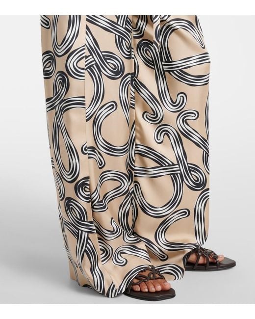 Loewe Natural Paula's Ibiza Anagram Silk Wide-Leg Pants