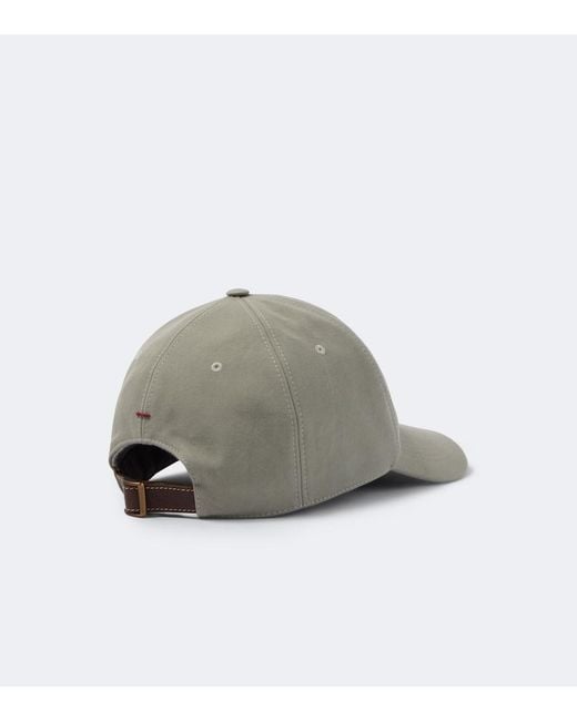 Brunello Cucinelli Gray Logo Cotton Baseball Cap for men