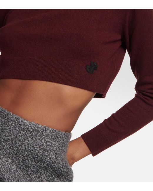 Patou Purple Cropped Cashmere Wool Sweater