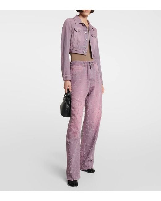 MM6 by Maison Margiela Pink Cropped Denim Jacket