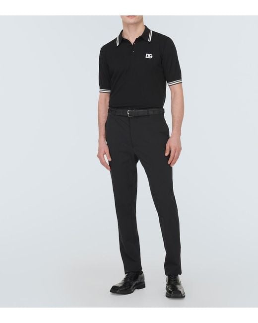 Dolce & Gabbana Black Cotton Polo Shirt for men