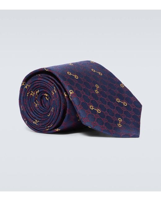 Cravatta GG in seta jacquard di Gucci in Blue da Uomo