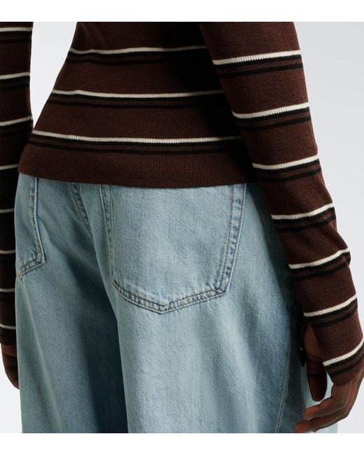 Ganni Black Striped Wool Polo Sweater
