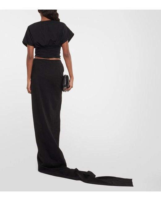 Rick Owens Black Drkshdw Cotton Maxi Skirt