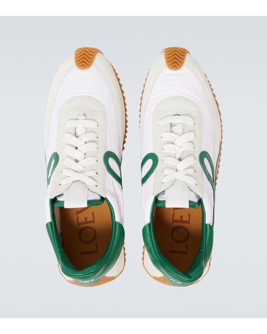Loewe Green Flow Runner 2.0 Suede-Trimmed Sneakers for men