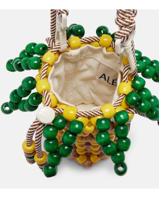 ALÉMAIS White Pineapple Mini Beaded Top-Handle Bag