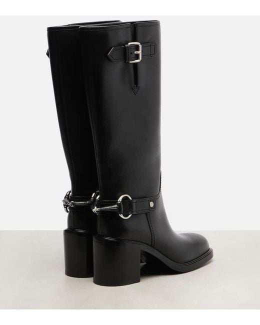 Botas Altas De Piel Con Horsebit Gucci de color Black