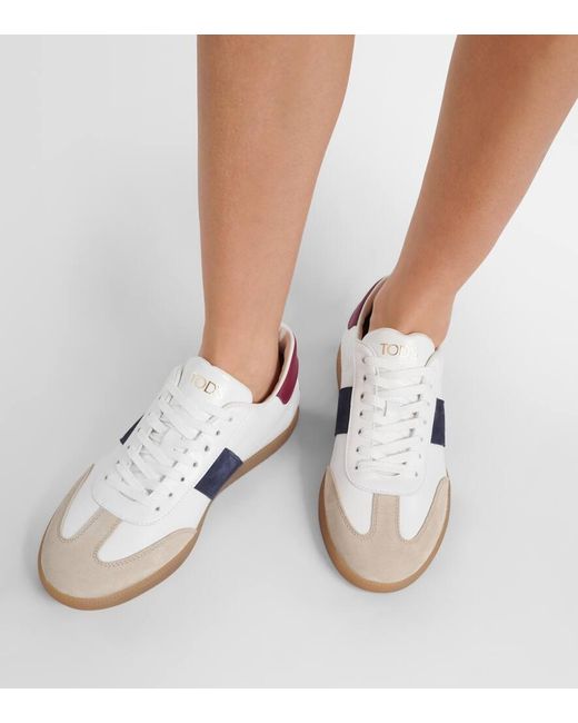 Tod's White Tabs Suede-trimmed Leather Sneakers