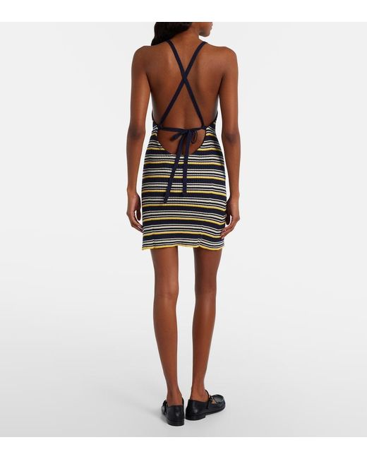 Miu Miu Black Striped Cotton-Blend Minidress