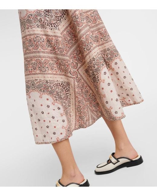 Zimmermann Natural Day Bandana Linen Midi Dress