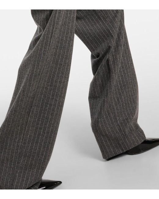 Alex Perry Gray Pinstriped High-Rise Tapered Pants