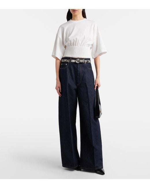 Sportmax White Fosco Cotton Jersey Top
