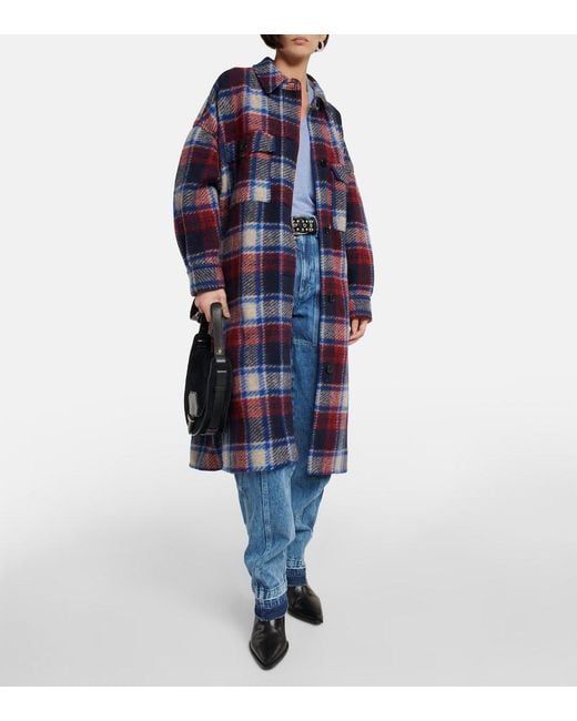 Isabel Marant Blue Fontizi Checked Coat