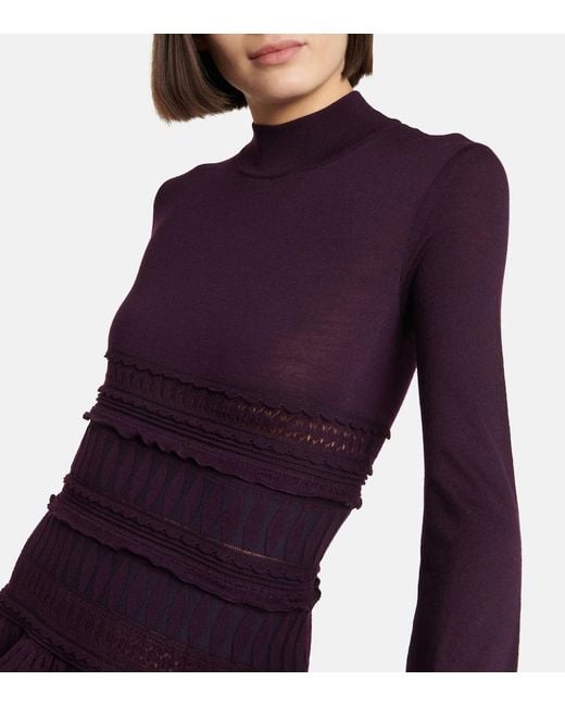 Alaïa Blue Alaia Ruffle Virgin Wool Minidress