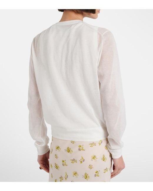 Dorothee Schumacher White Summer Semi-Sheer Cotton-Blend Cardigan