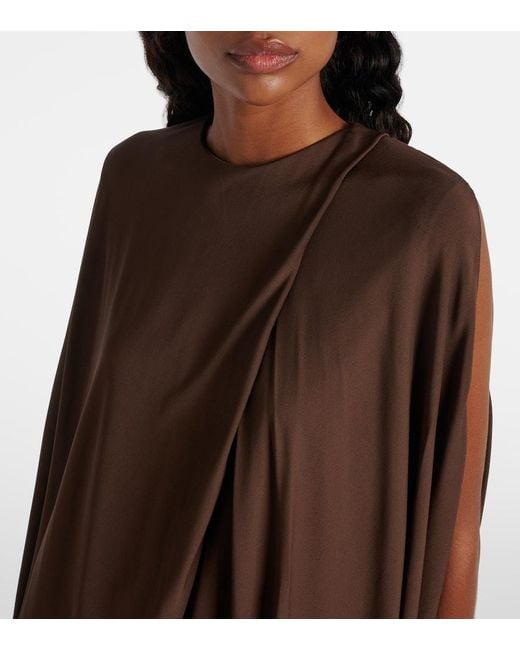 Loewe Brown Asymmetric Draped Jersey Top