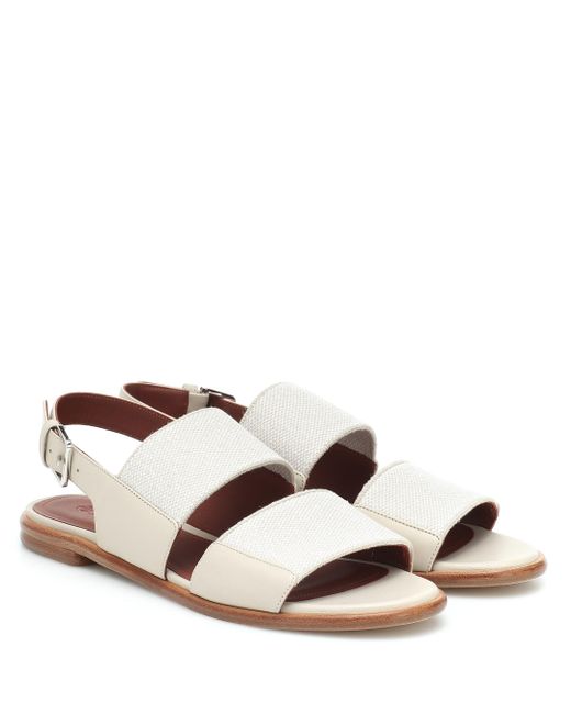 Loro Piana Kalahari Leather-trimmed Sandals in White - Lyst