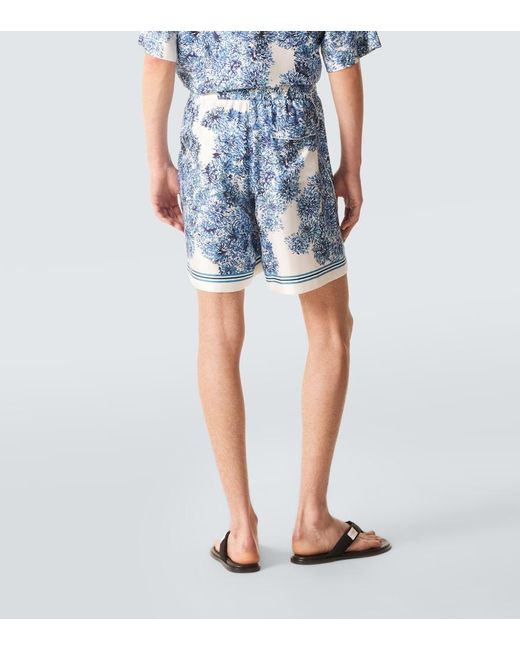 Givenchy Blue Couture Seam Printed Silk Twill Shorts for men
