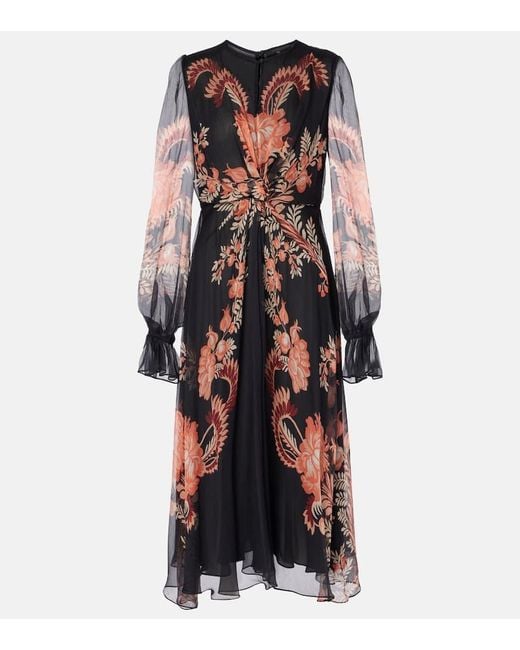 Etro Red Bedrucktes Midikleid Aus Seide
