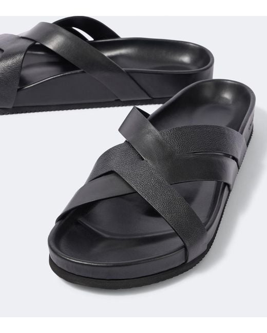 Tom Ford Black Leather Slides for men