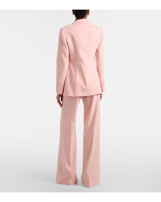 Costarellos Pink Pleated Wool-Blend Wide-Leg Pants