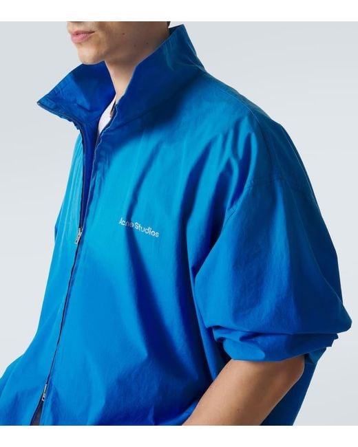 Acne Blue Olando Logo-print Cotton-poplin Jacket for men