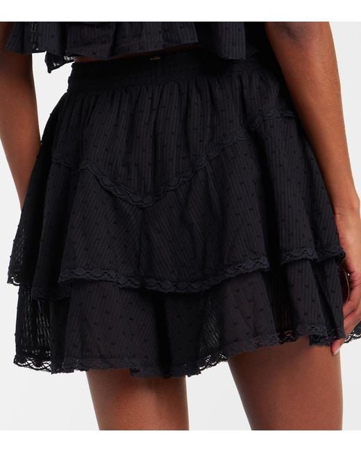 Poupette Black Thia Crochet-Trimmed Cotton Shorts