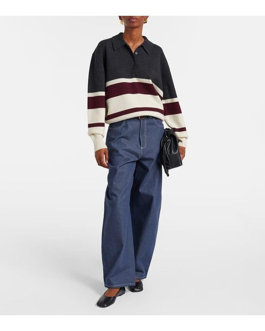 Rohe Black Knitted Wool And Cashmere Polo Sweater