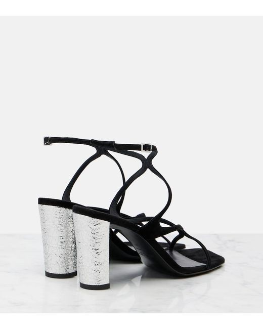 Jimmy Choo Black Azie 85 Embellished Suede Sandals