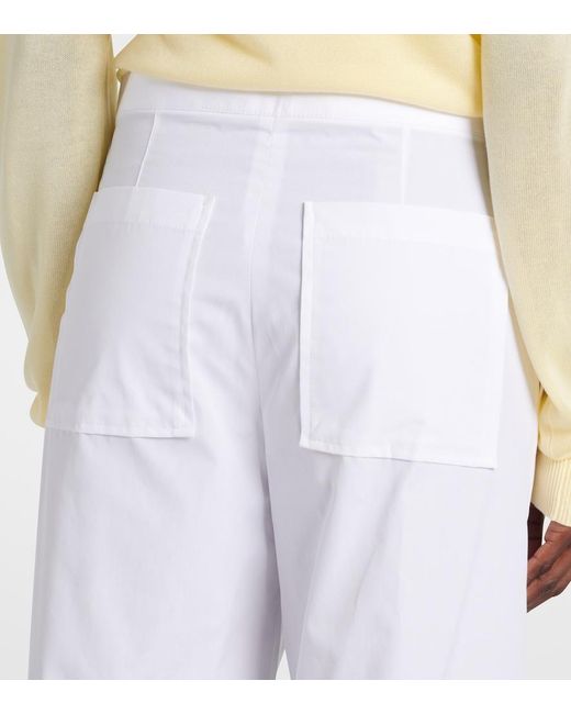 Totême White Twisted Seam Cotton Poplin Wide-Leg Pants