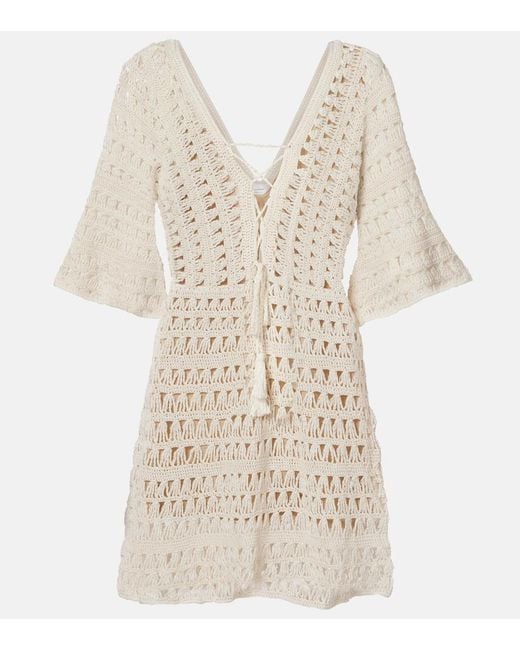 Anna Kosturova Natural Crochet Cotton Minidress