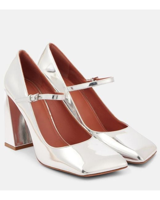 AMINA MUADDI Red Charlotte 95 Leather Mary Jane Pumps