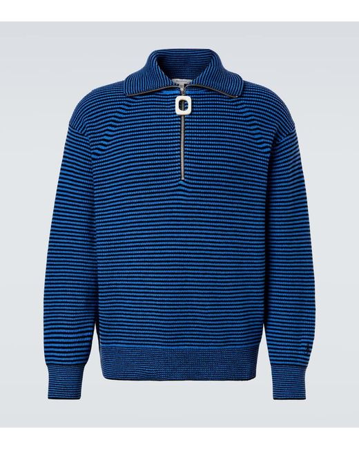 J.W. Anderson Blue Striped Half-Zip Sweater for men