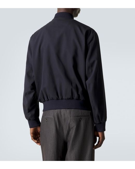 Giorgio Armani Blue Cotton-Blend Bomber Jacket for men