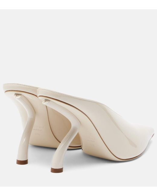 Ferragamo White Patent Leather Mules