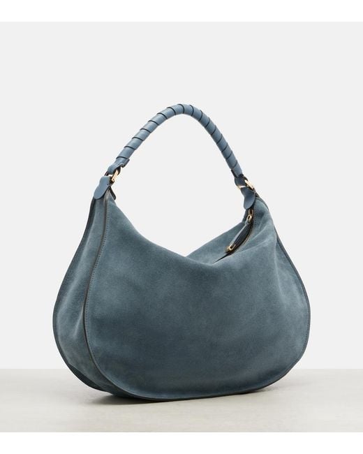 Chloé Blue Marcie Medium Suede Shoulder Bag
