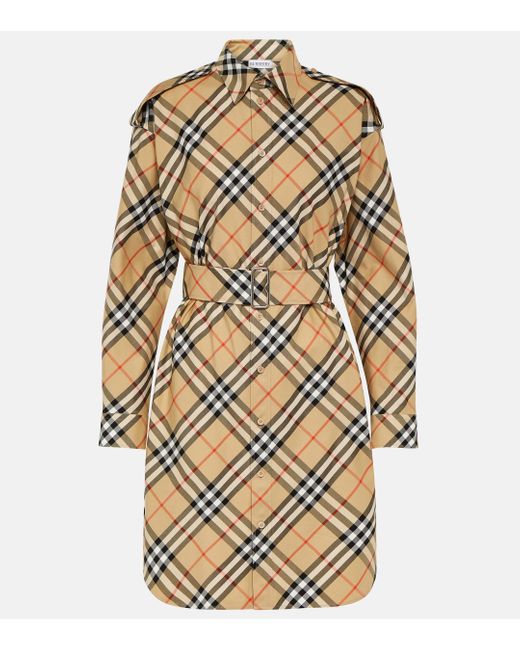 Robe chemise Check en coton Burberry en coloris Natural