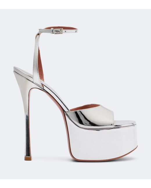 AMINA MUADDI White Aya Mirrored Leather Platform Sandals