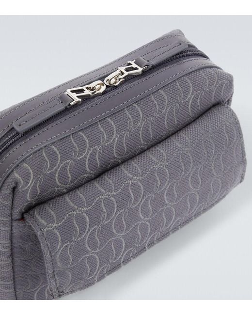 Christian Louboutin Gray Zip N Flap Logo Jacquard Messenger Bag for men