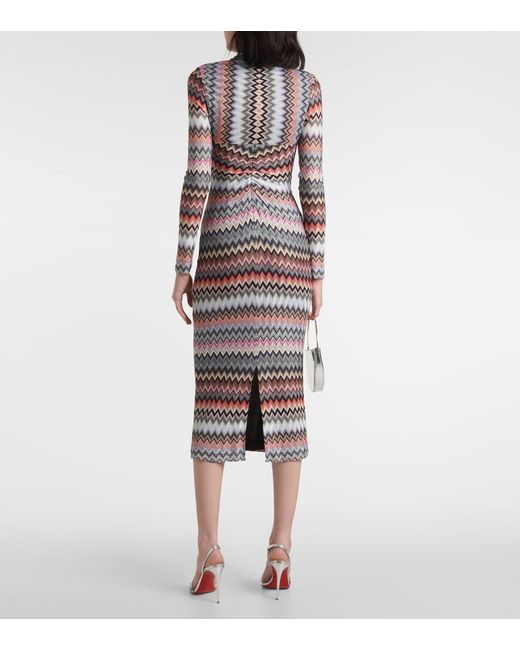 Missoni Multicolor Zig Zag Cotton-blend Midi Dress