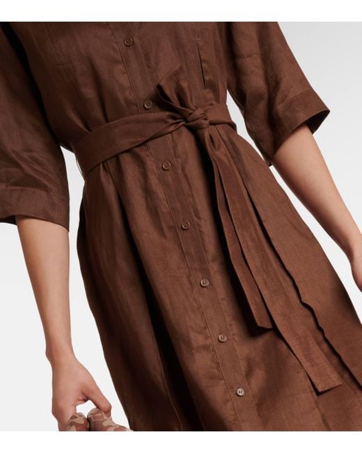 Robe chemise Nocino en lin Max Mara en coloris Brown