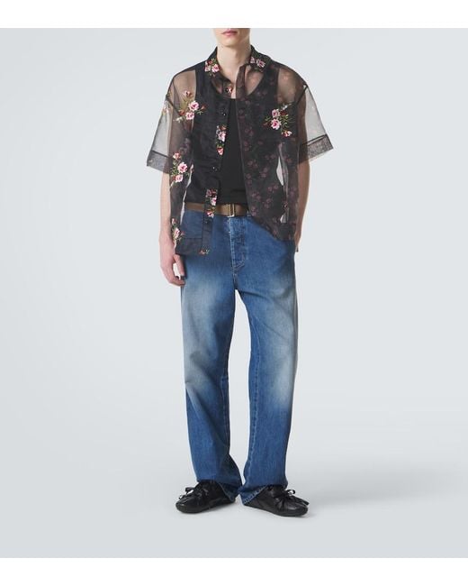 Simone Rocha Gray Floral Sheer Organza Shirt for men