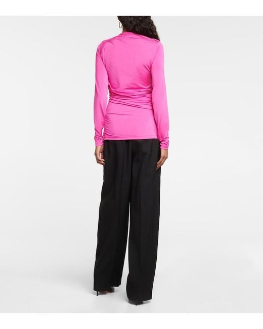 Victoria Beckham Pink Jersey Wrap Top