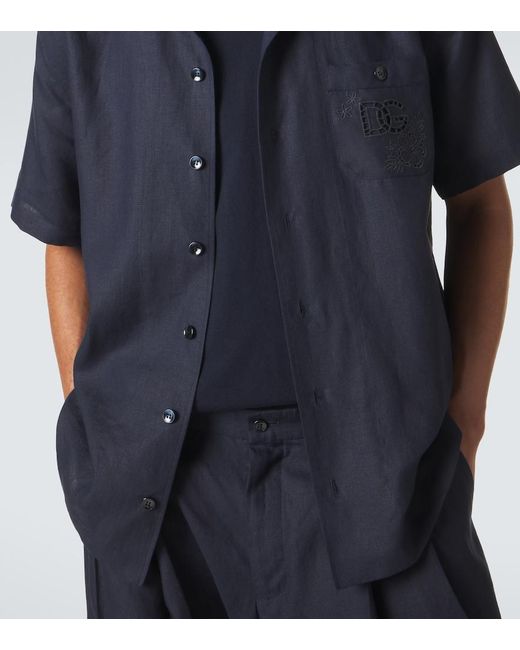 Dolce & Gabbana Blue Linen Shirt for men